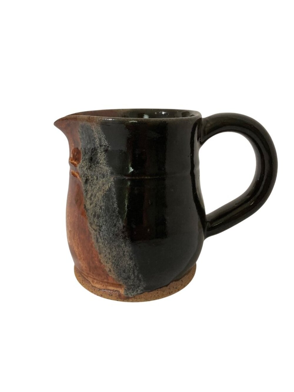 Art Pottery Handmade Pitcher Vase Creamer Black Gray Rust